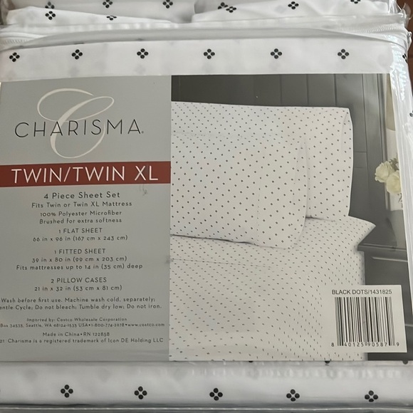 NWT Charisma black Dimond Twin orTwin XL 4 Piece Sheet Set - Picture 4 of 5